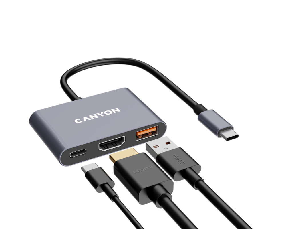 USB хъб CANYON hub DS-4 3in1 USB-C Grey 5