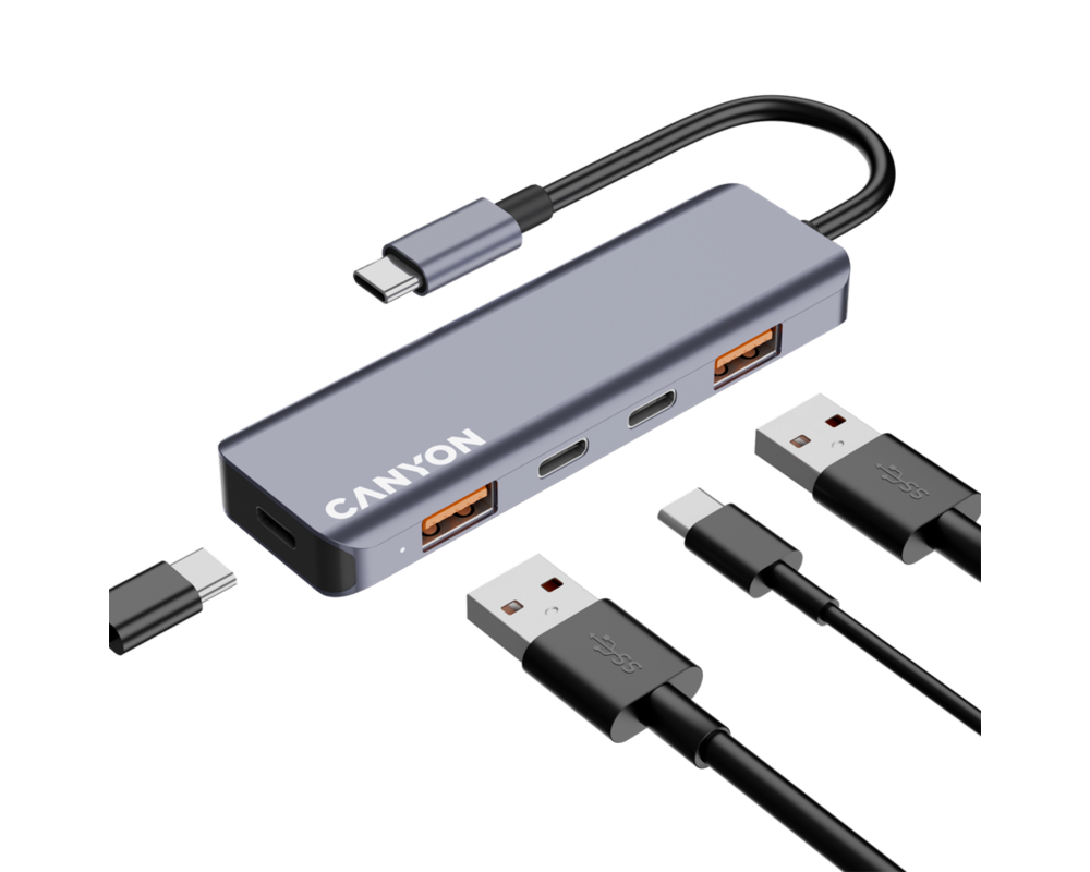 USB хъб CANYON hub DS-18 5in1 USB-C Grey 5