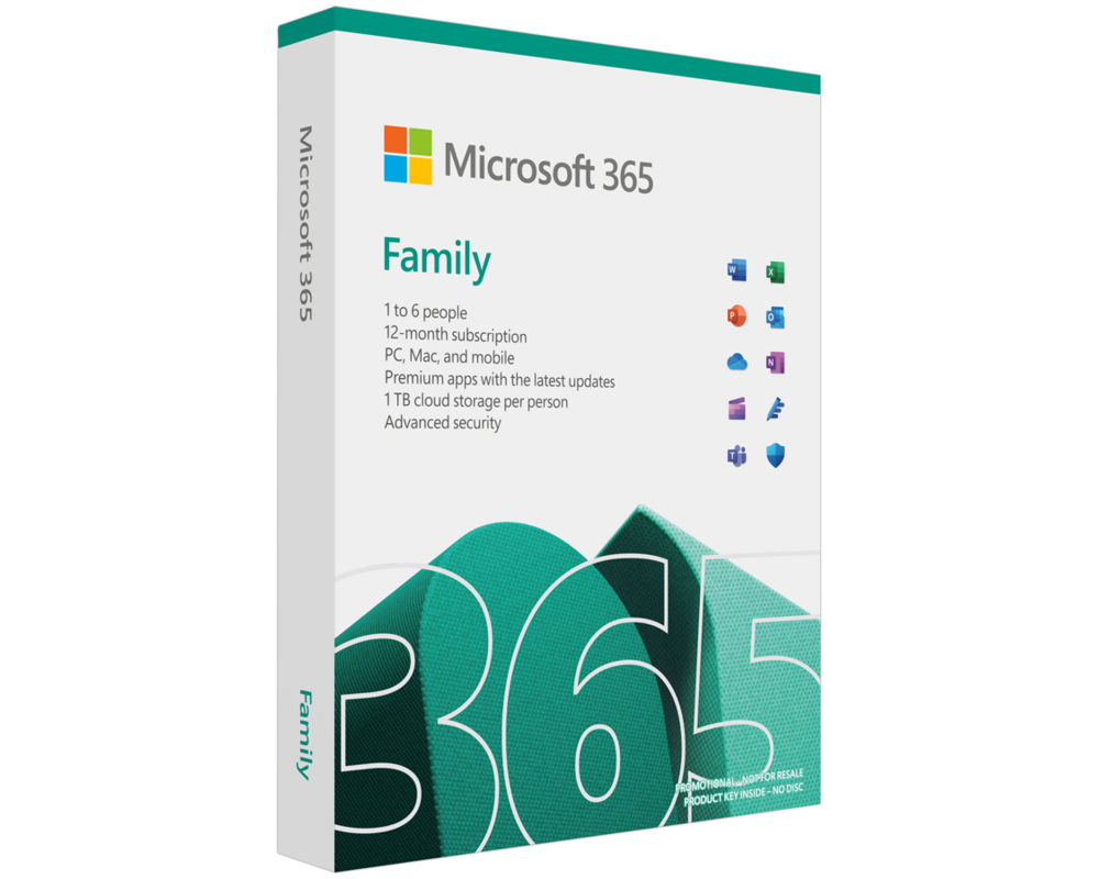 Офис програма MS FPP M365 Family English Subscription P10 EuroZone 1 License Medialess 1 Year 5