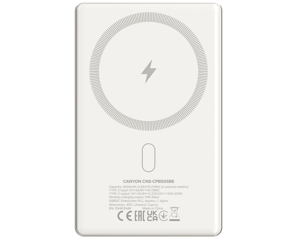 Външна батерия CANYON power bank OnPower 505 slim Magsa... 3
