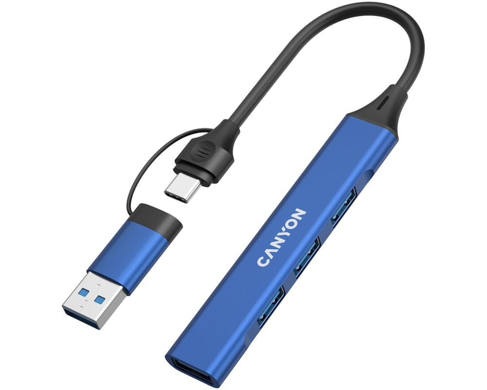 USB хъб CANYON hub DS-02 4in1 USB-A/C Blue 2
