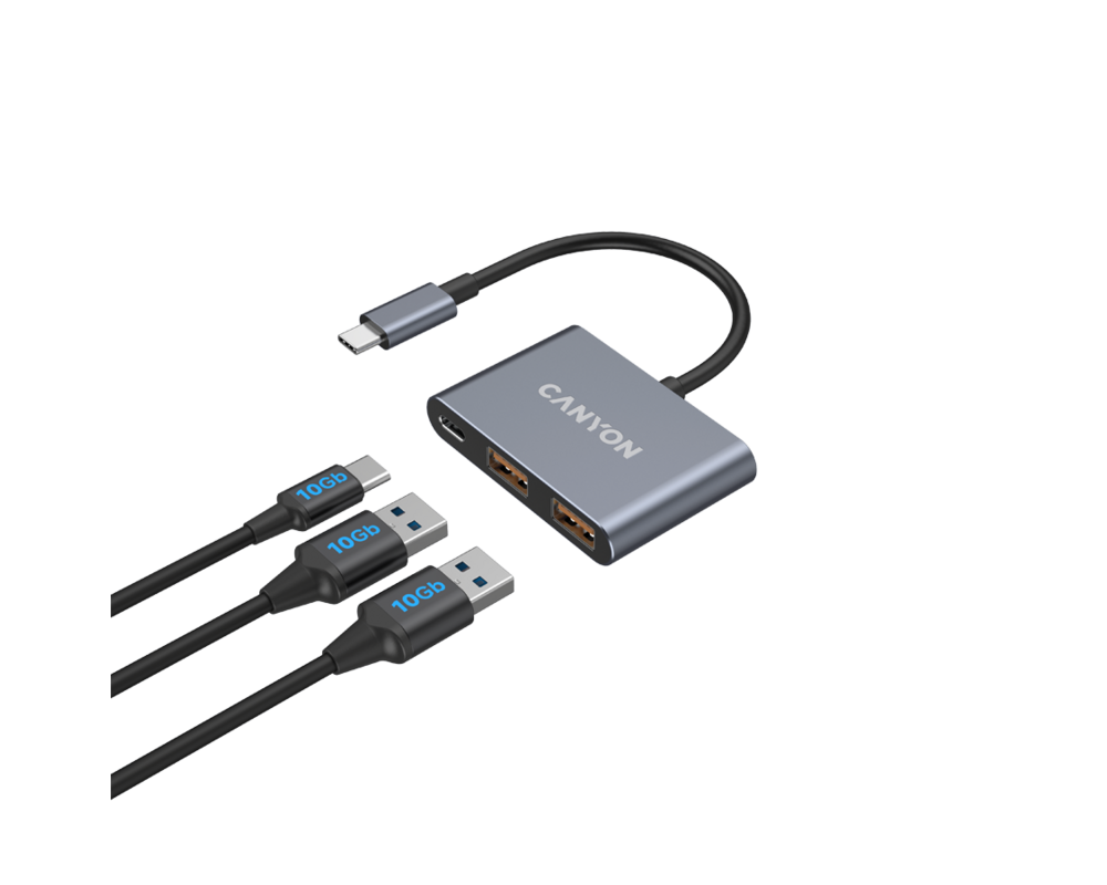 USB хъб CANYON hub DS-3 3in1 USB-C Dark Grey 10