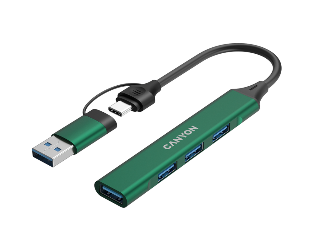 USB хъб CANYON hub DS-02 4in1 USB-A/C Green 3