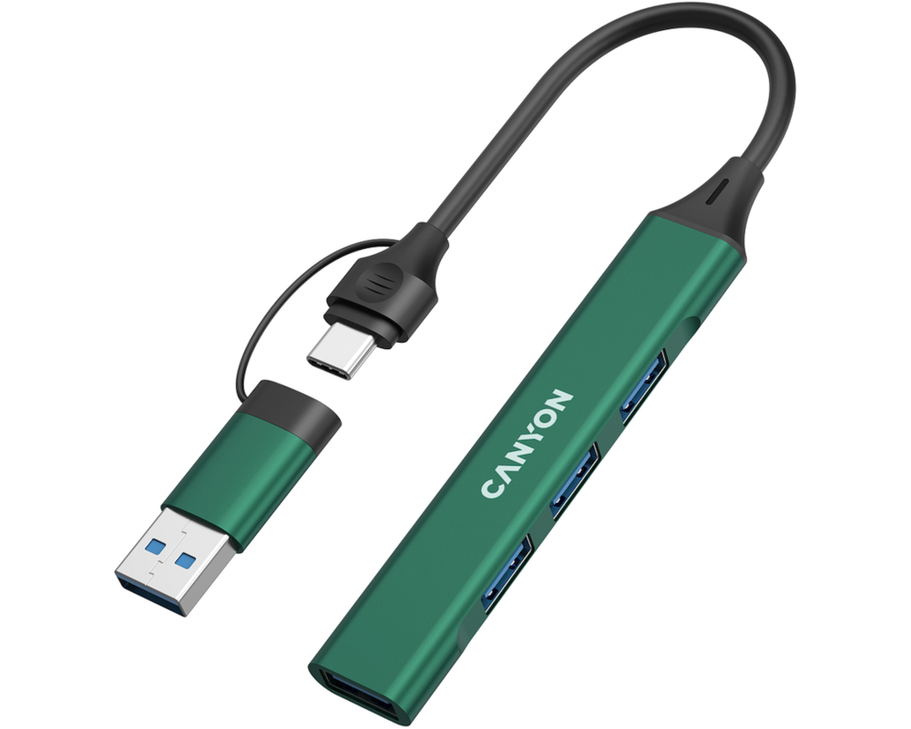 USB хъб CANYON hub DS-02 4in1 USB-A/C Green 2