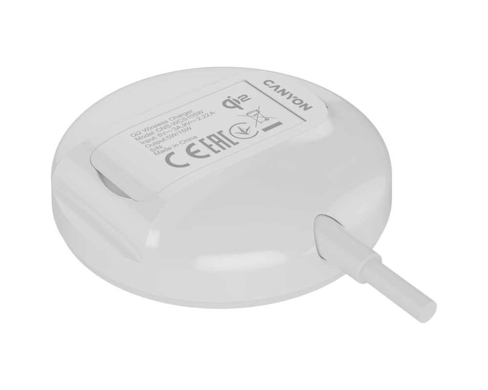 Зарядно CANYON wireless WS-105 15W Qi2 White 5