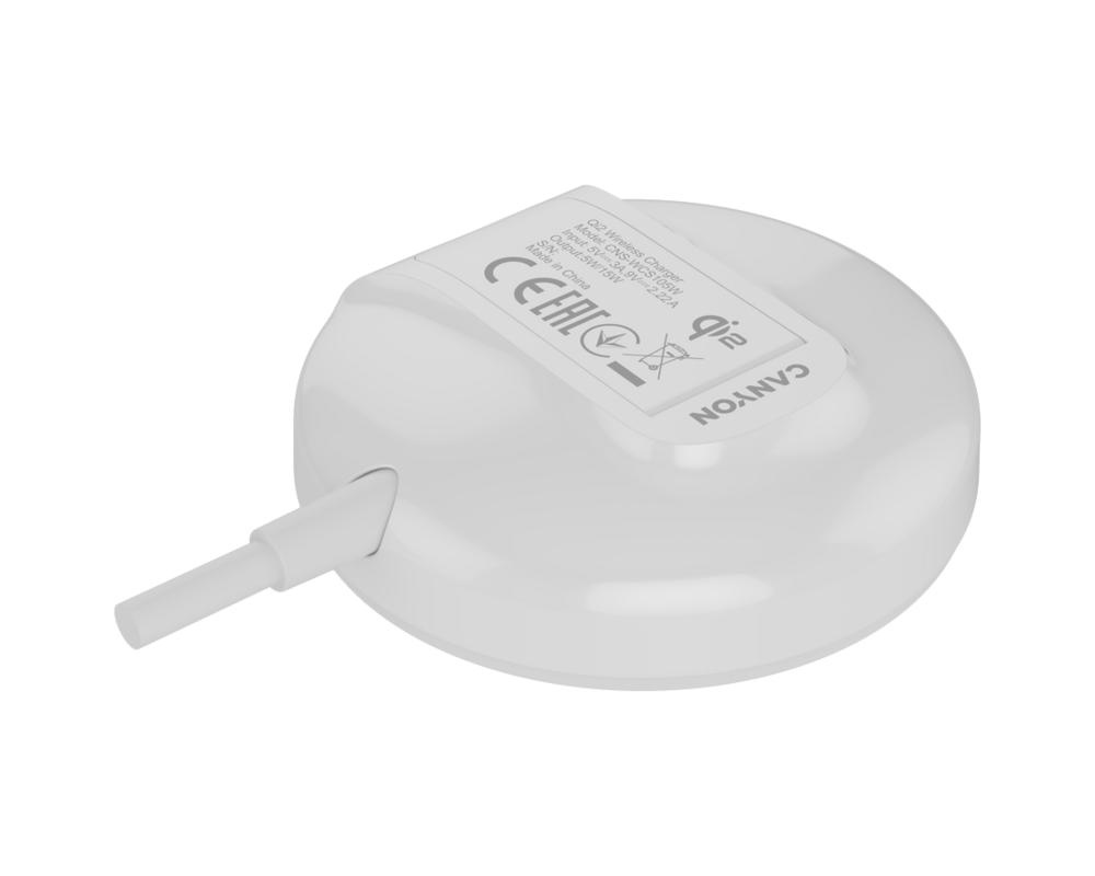 Зарядно CANYON wireless WS-105 15W Qi2 White 6