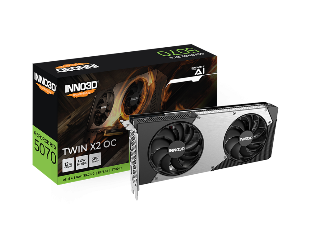 Видеокарта Inno3D GeForce RTX 5070 12GB GDDR7 Twin X2 OC 3