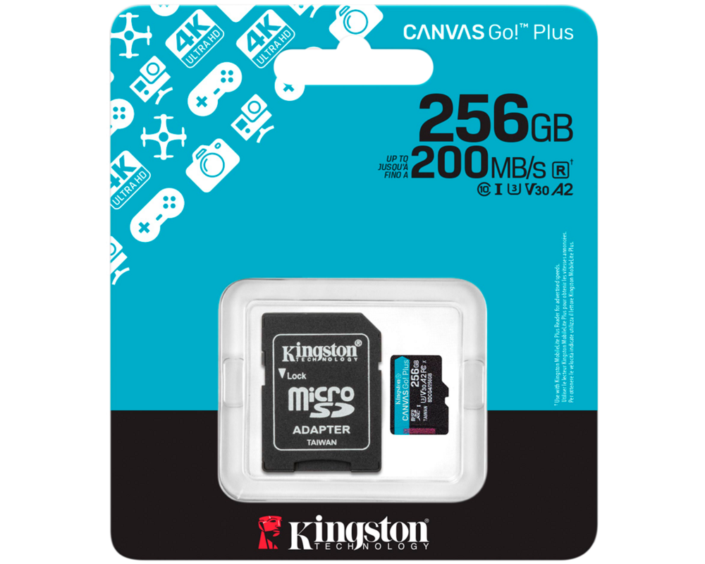 Флаш карта KINGSTON 256GB microSDXC Canvas Go Plus Gen4 200MB 8