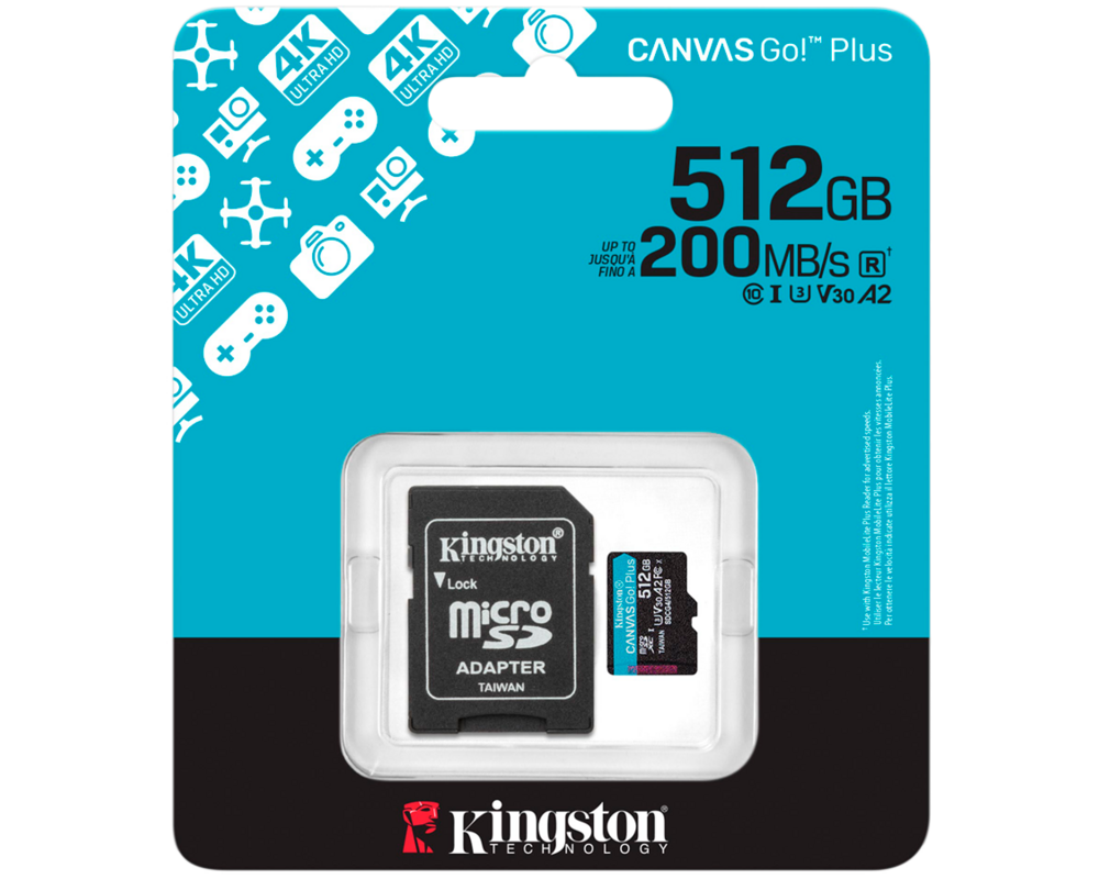 Флаш карта KINGSTON 512GB microSDXC Canvas Go Plus Gen4 200MB 6