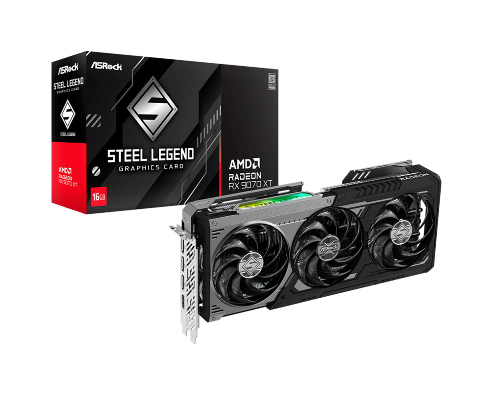 Видеокарта ASROCK AMD Radeon RX 9070 XT Steel Legend Dark 16GB GDDR6 4