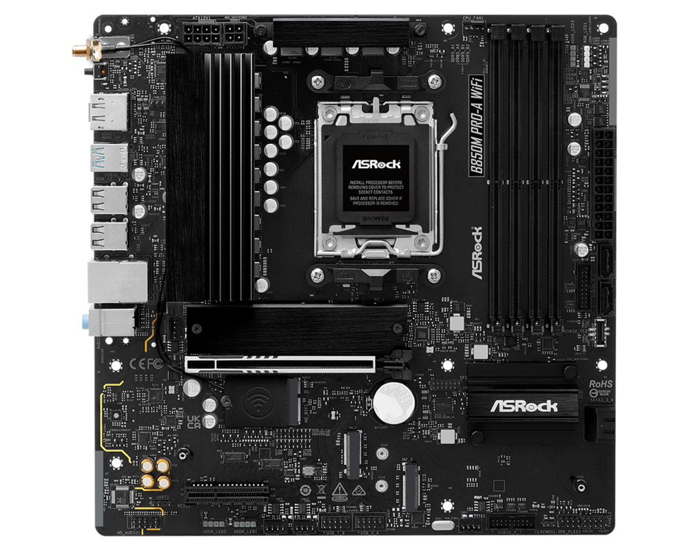 Дънна платка ASROCK B850M Pro-A WiFi AM5 DDR5 mATX MB 13