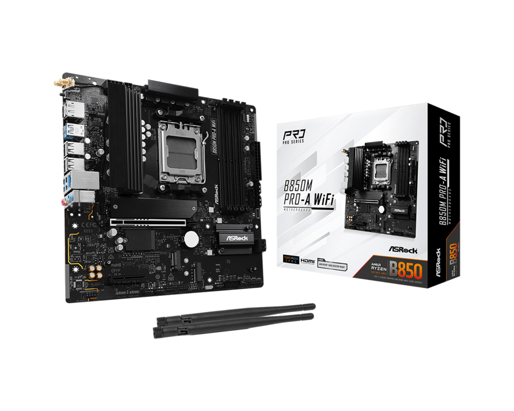 Дънна платка ASROCK B850M Pro-A WiFi AM5 DDR5 mATX MB 12