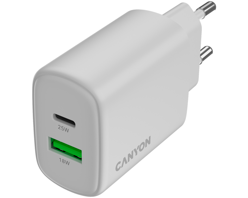 Зарядно CANYON OnCharge 250 25W 1xPD 1xQC EU Whi... 4