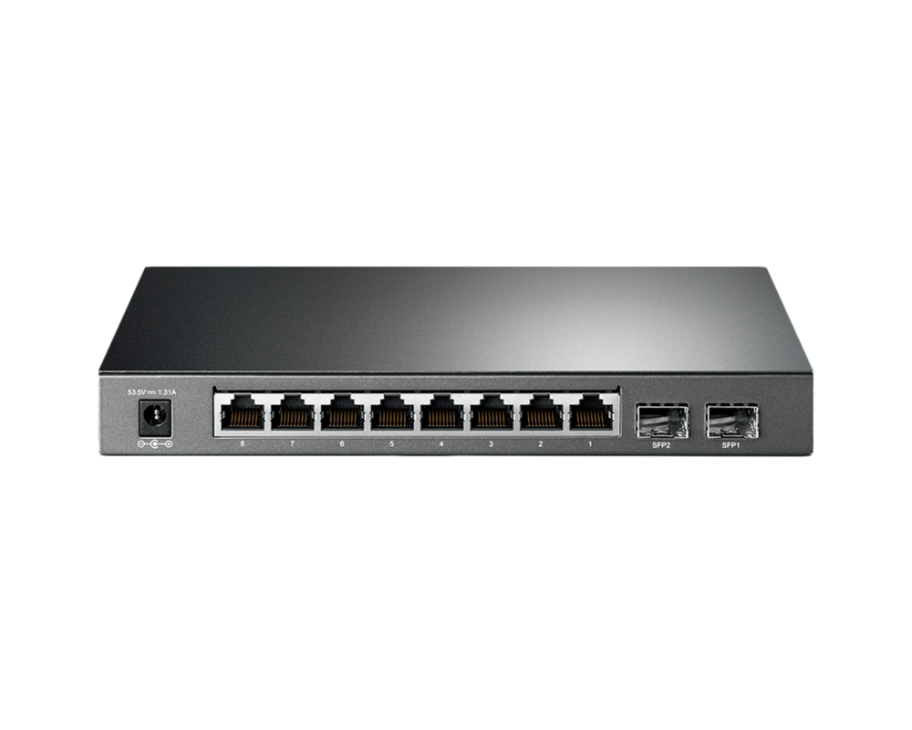 Switch (Комутатор) JetStream 8-Port Gigabit Smart PoE+ Switch with 2 SFP SlotsPORT: 8× Gigabit PoE Ports 2