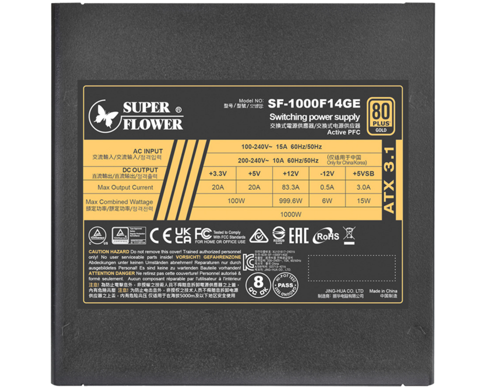Захранване Super Flower Leadex III Gold 1000W ATX 3.1 80 Plus Gold 3