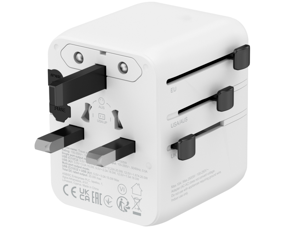 Зарядно CANYON Travel Adapter OnTour 20 EU/UK/US... 5
