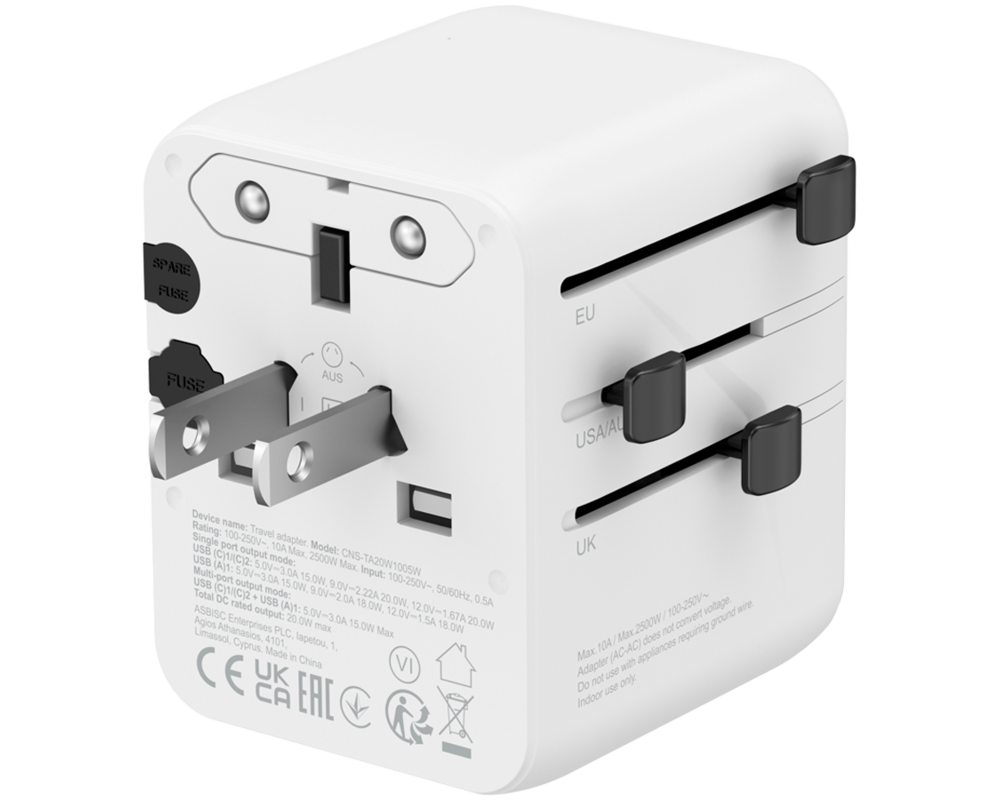 Зарядно CANYON Travel Adapter OnTour 20 EU/UK/US... 3