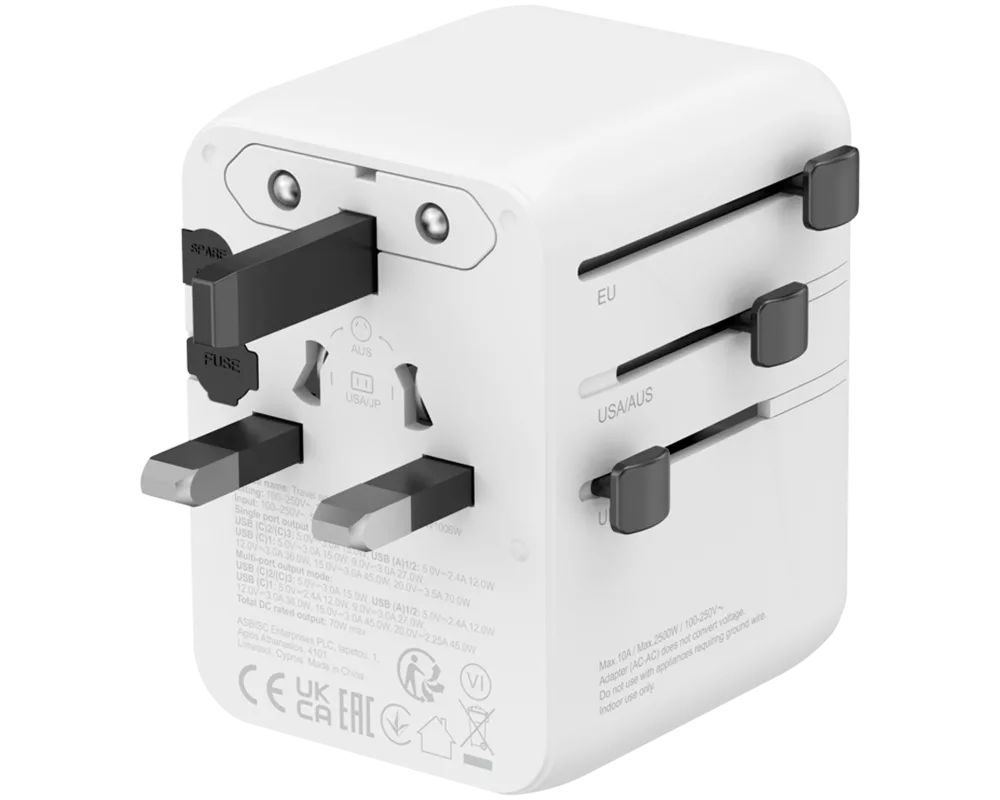 Зарядно CANYON Travel Adapter OnTour 20 EU/UK/US... 2