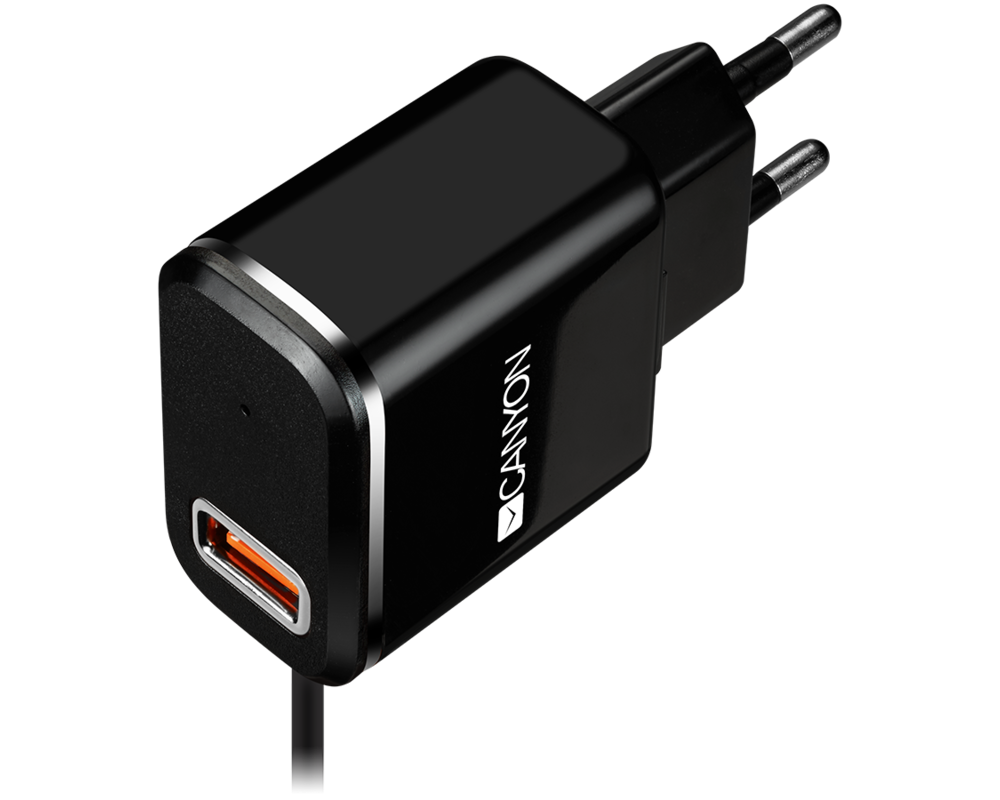 Зарядно CANYON H-041 2.1A/USB-A built-in MicroUS... 2
