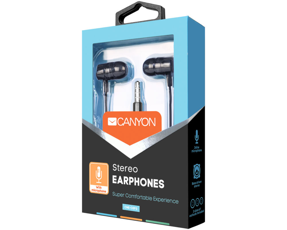 Слушалки CANYON Stereo earphones with microphone 3