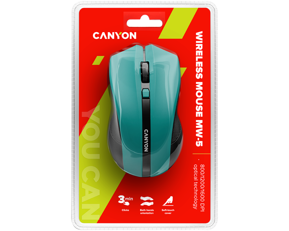 Мишка CANYON mouse MW-5 Wireless Green 8
