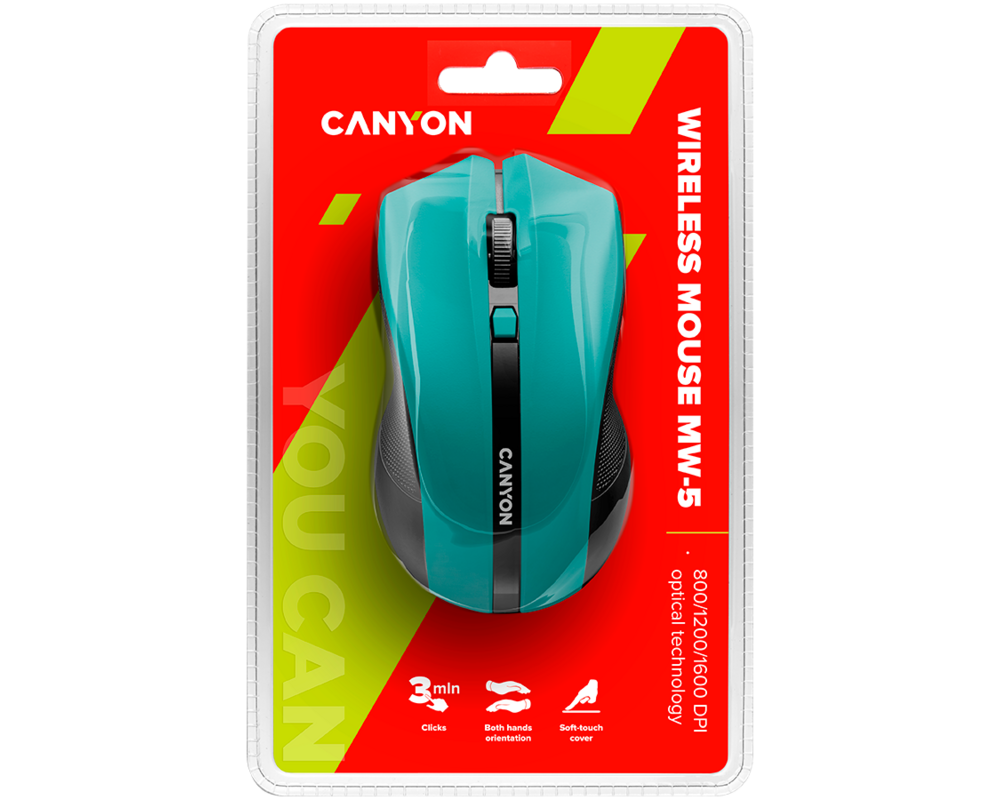 Мишка CANYON mouse MW-5 Wireless Green 12