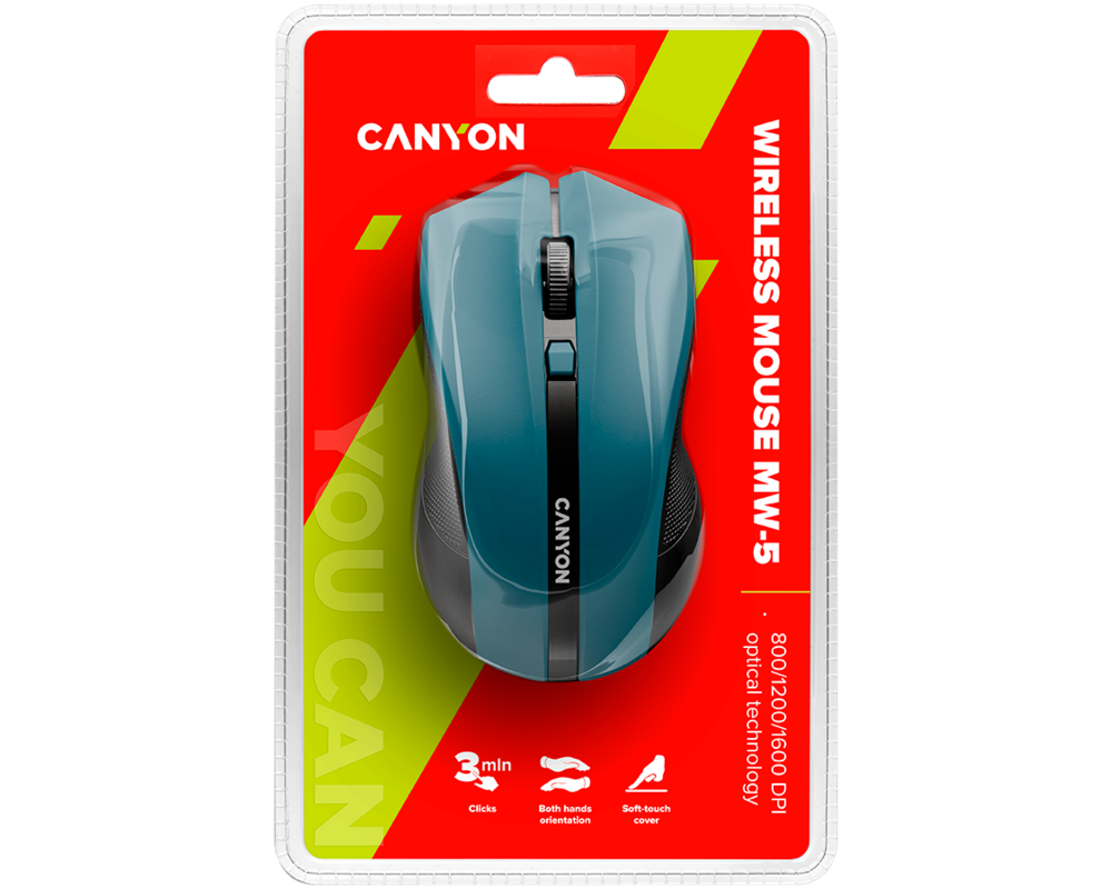 Мишка CANYON mouse MW-5 Wireless Blue 12