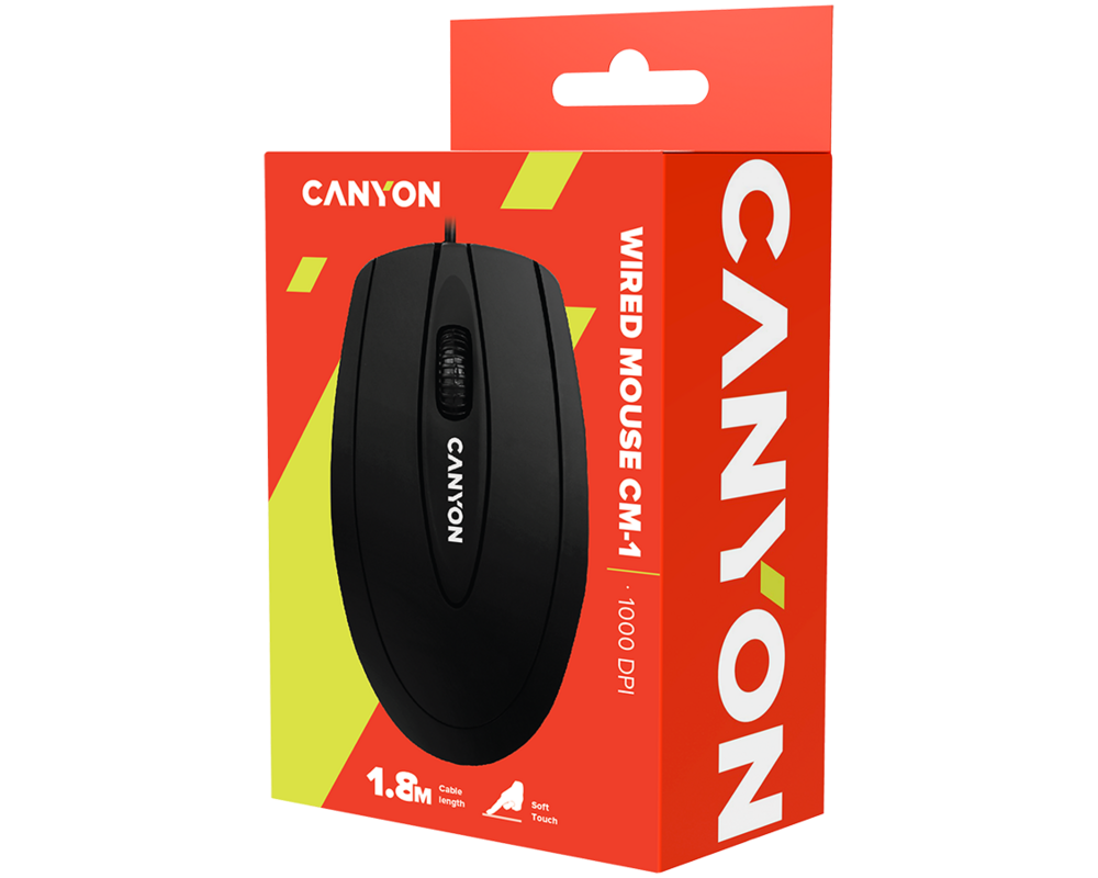 Мишка CANYON mouse CM-1 Wired Black 3