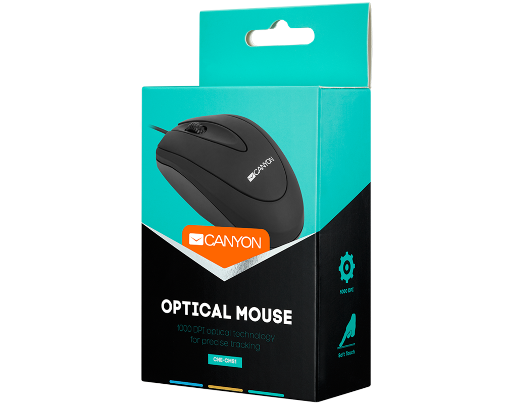 Мишка CANYON mouse CM-1 Wired Black 2