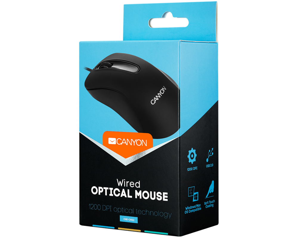 Мишка CANYON mouse CM-2 Wired Black 2