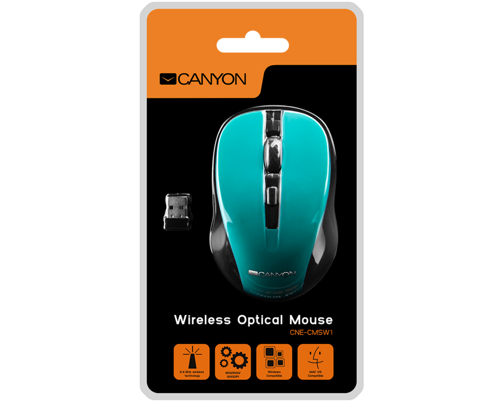 Мишка CANYON mouse MW-1 Wireless Green 2
