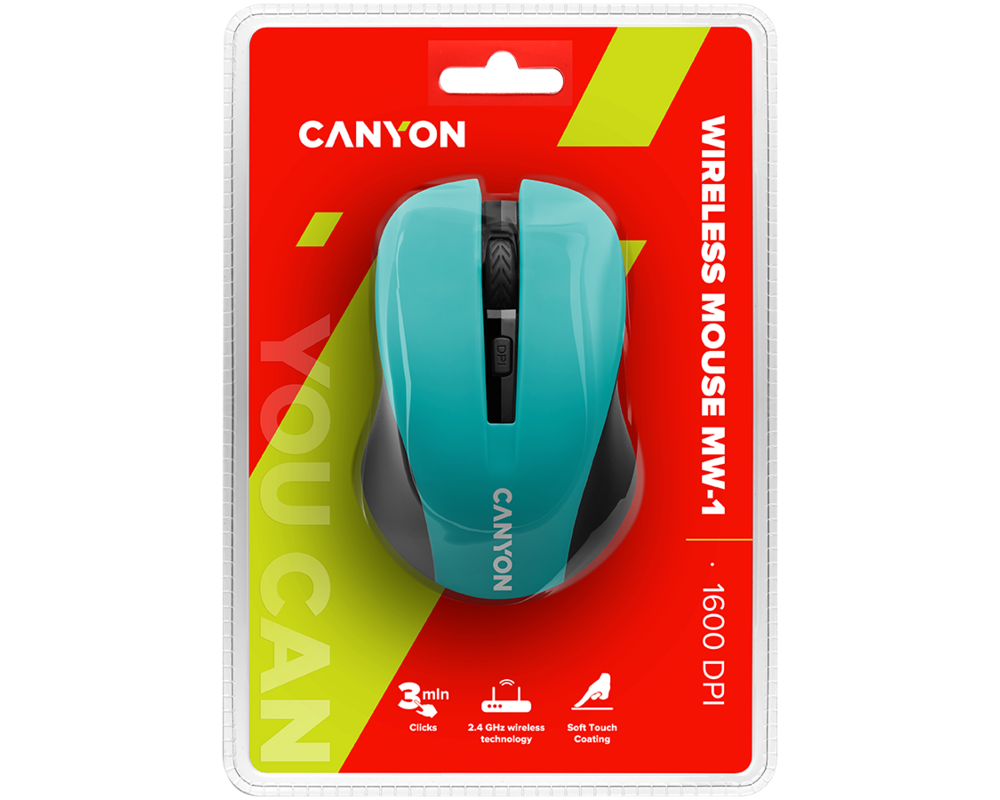 Мишка CANYON mouse MW-1 Wireless Green 7