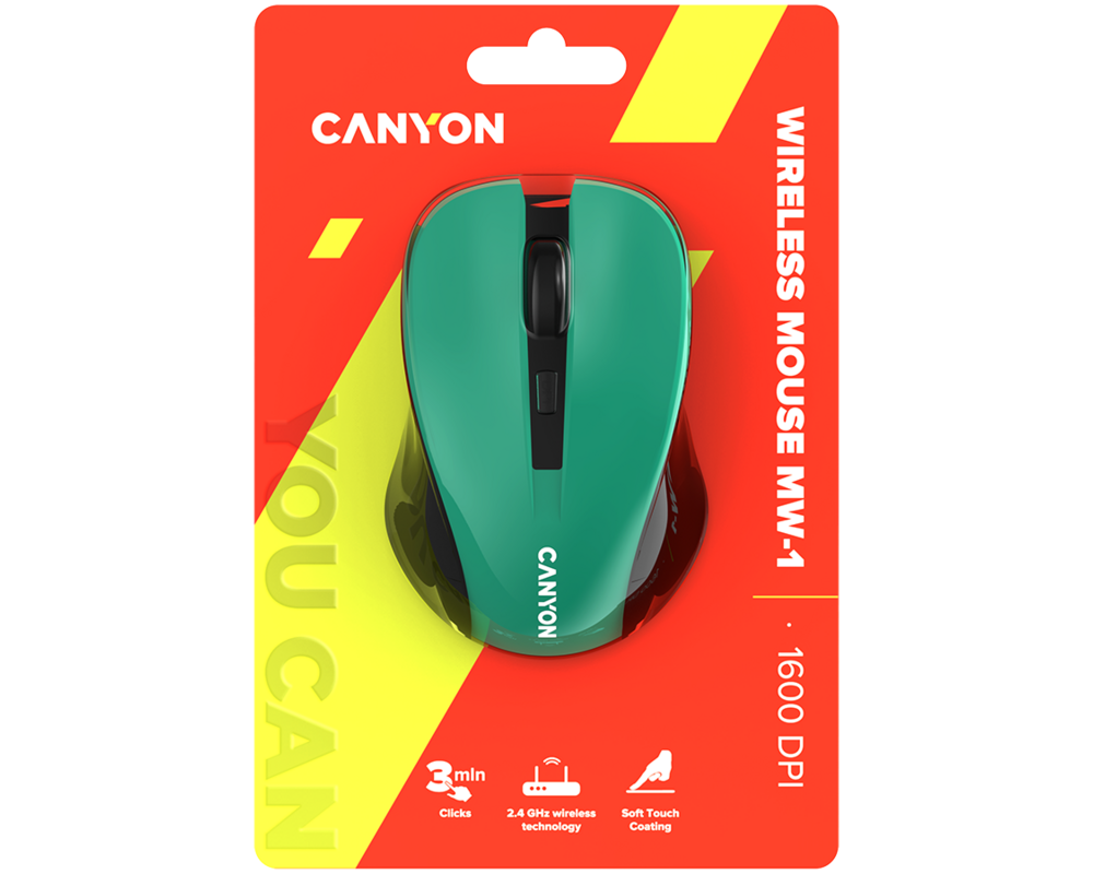 Мишка CANYON mouse MW-1 Wireless Green 13