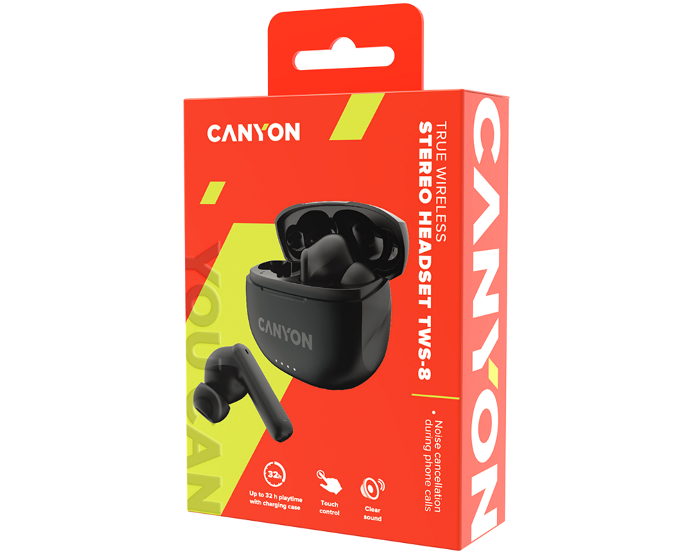Слушалки CANYON headset TWS-8 ENC Black 5 Слушалки CANYON headset TWS-8 ENC Black 5