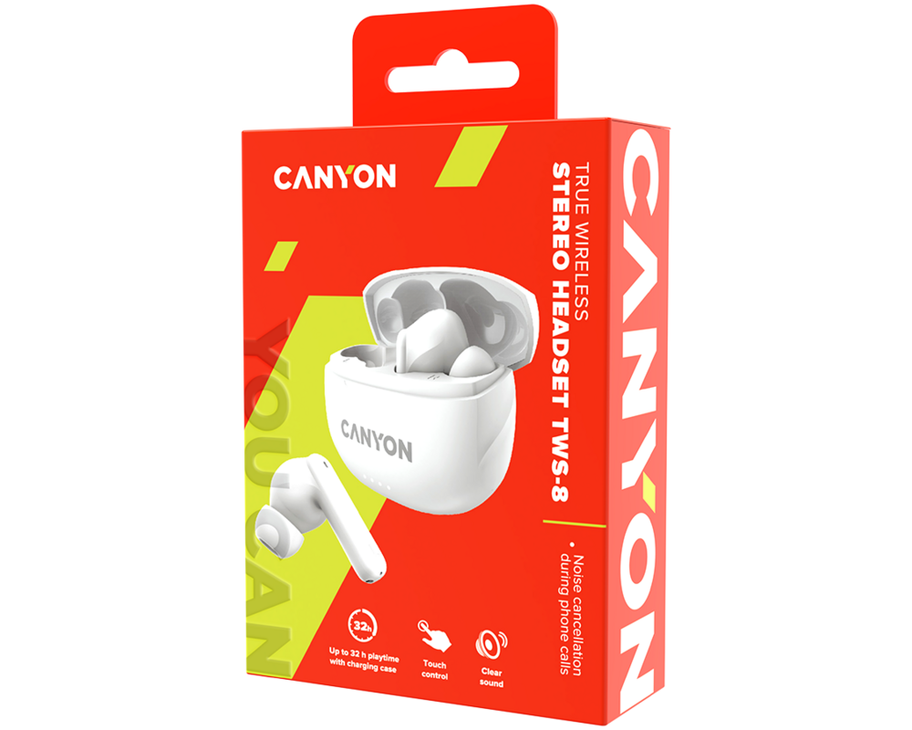 Слушалки CANYON headset TWS-8 ENC White 5 Слушалки CANYON headset TWS-8 ENC White 5