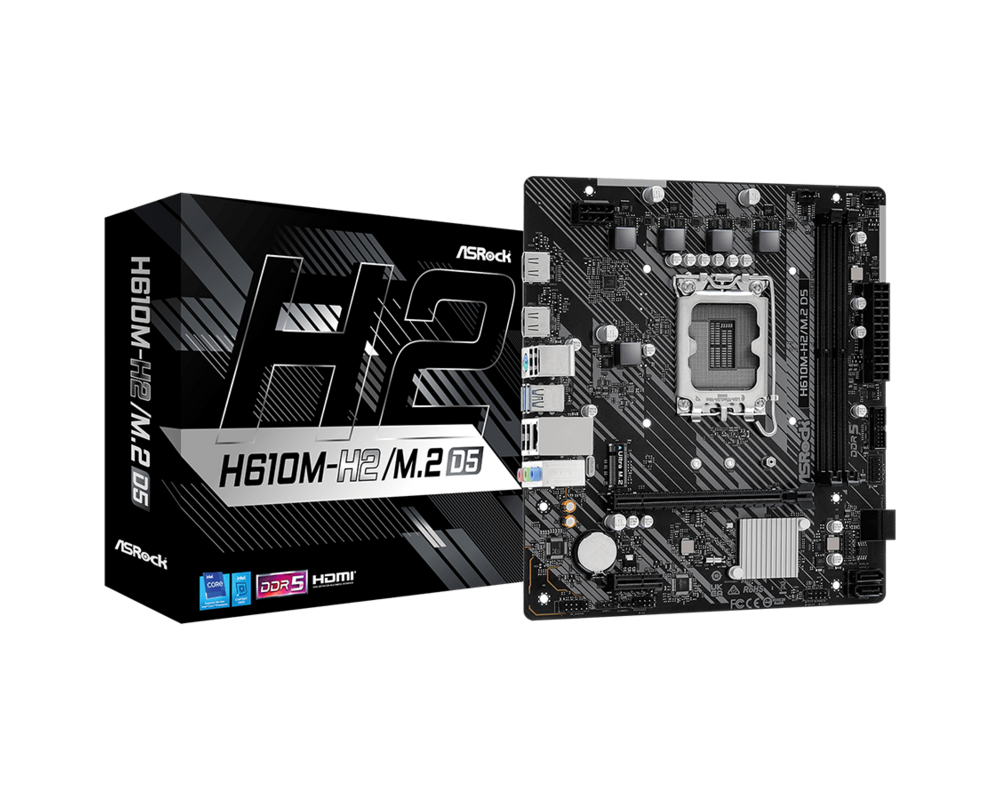 Дънна платка Asrock H610M-H2/M.2, LGA1700, DDR5, MATX 10 Дънна платка Asrock H610M-H2/M.2, LGA1700, DDR5, MATX 10