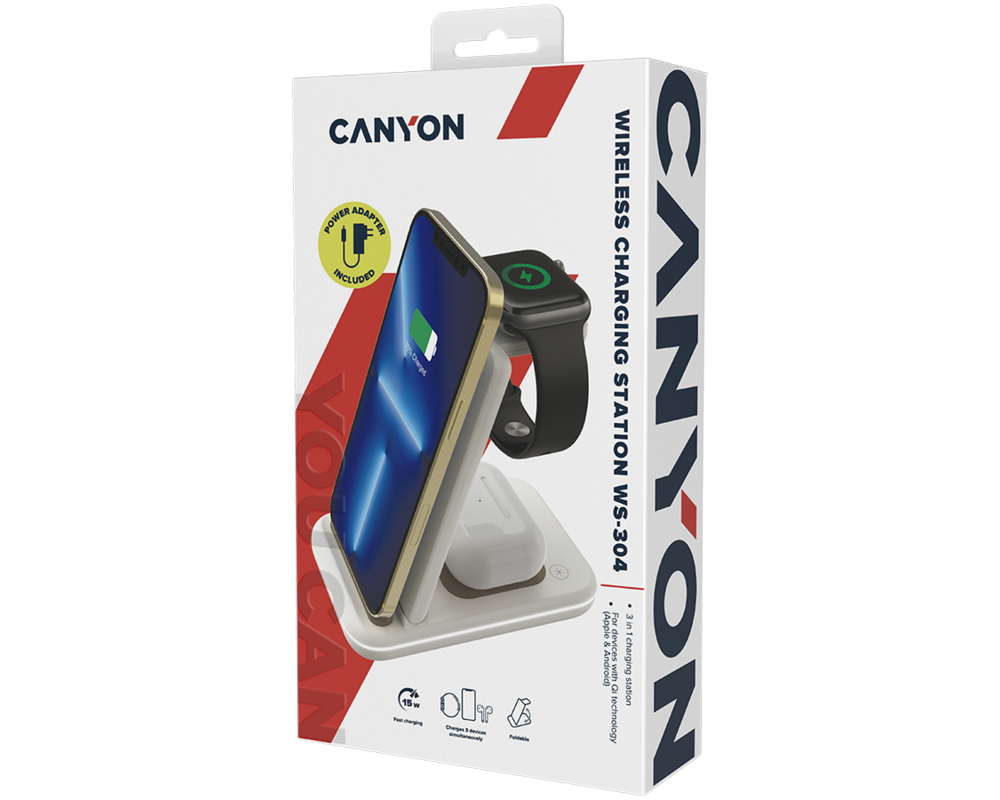 Зарядно CANYON wireless WS-304 15W 2in1 Cosmic L... 8 Зарядно CANYON wireless WS-304 15W 2in1 Cosmic L... 8