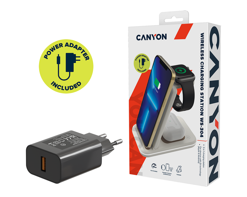 Зарядно CANYON wireless WS-304 15W 2in1 Cosmic L... 11 Зарядно CANYON wireless WS-304 15W 2in1 Cosmic L... 11