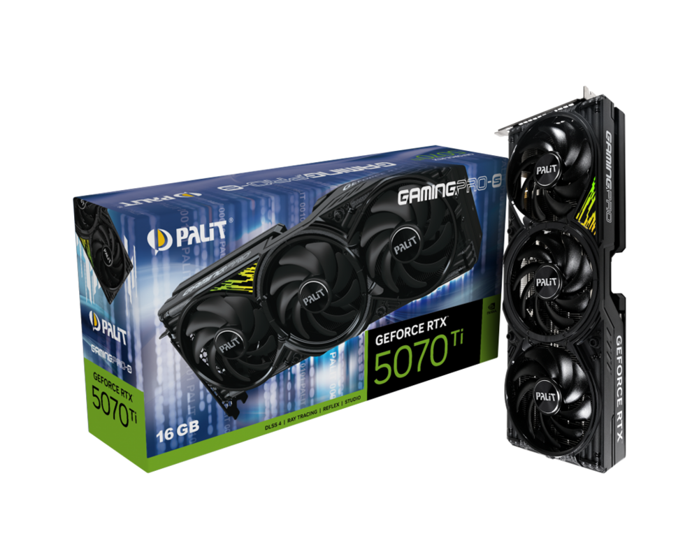 Видеокарта PALIT GeForce RTX 5070 Ti GamingPro-S 16GB GDDR7 256 bit Видеокарта PALIT GeForce RTX 5070 Ti GamingPro-S 16GB GDDR7 256 bit