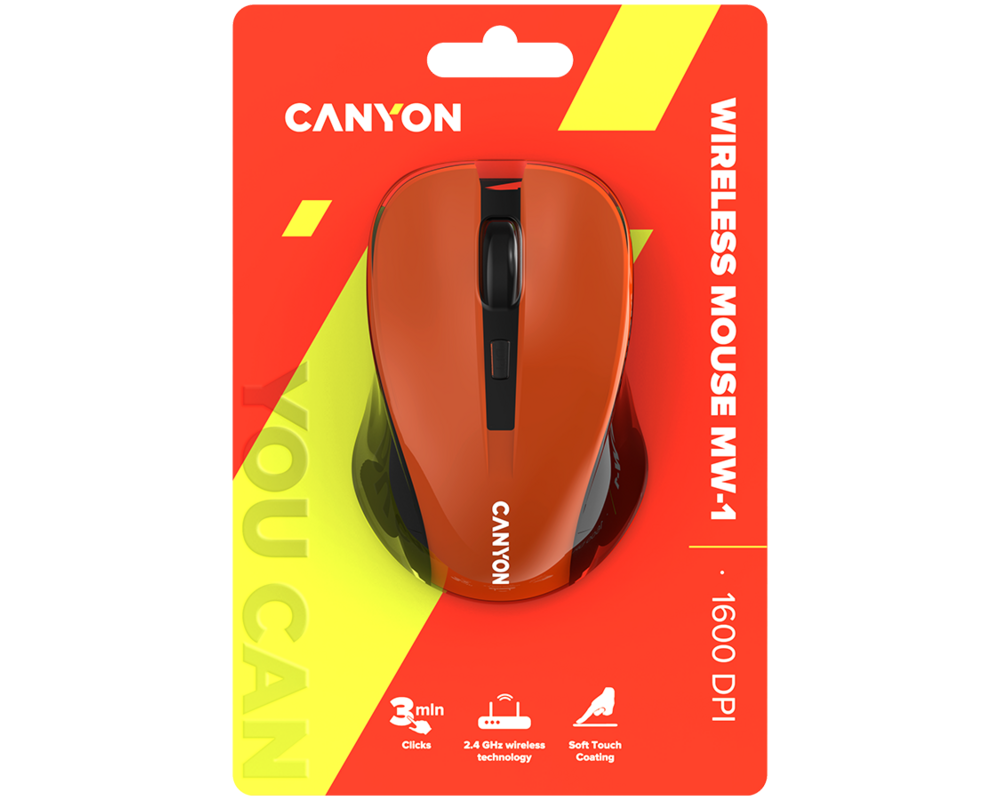 Мишка CANYON mouse MW-1 Wireless Orange 13 Мишка CANYON mouse MW-1 Wireless Orange 13