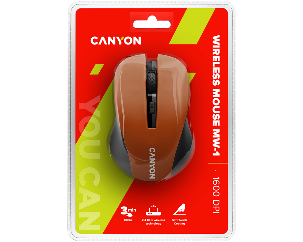 Мишка CANYON mouse MW-1 Wireless Orange 7 Мишка CANYON mouse MW-1 Wireless Orange 7