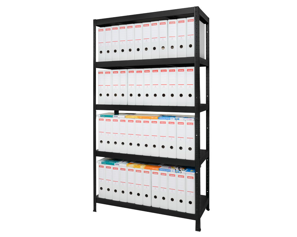 Метален шкаф Метален стелаж HARD 180x90x40 см, до 130 кг на рафт - черен 2