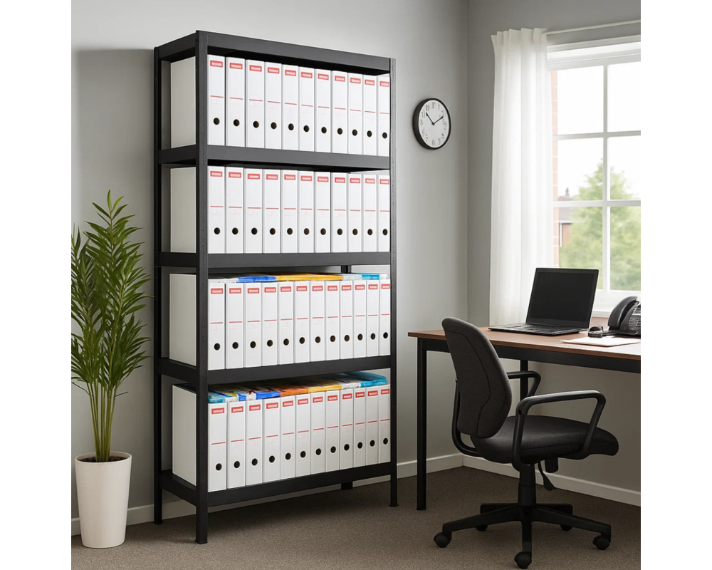 Метален шкаф Метален стелаж HARD 180x90x40 см, до 130 кг на рафт - черен 7