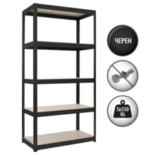  Метален стелаж STAR 180x90x40 см, до 350 кг на рафт - черен 658570 3580506_3 на топ цена - PIC.bg