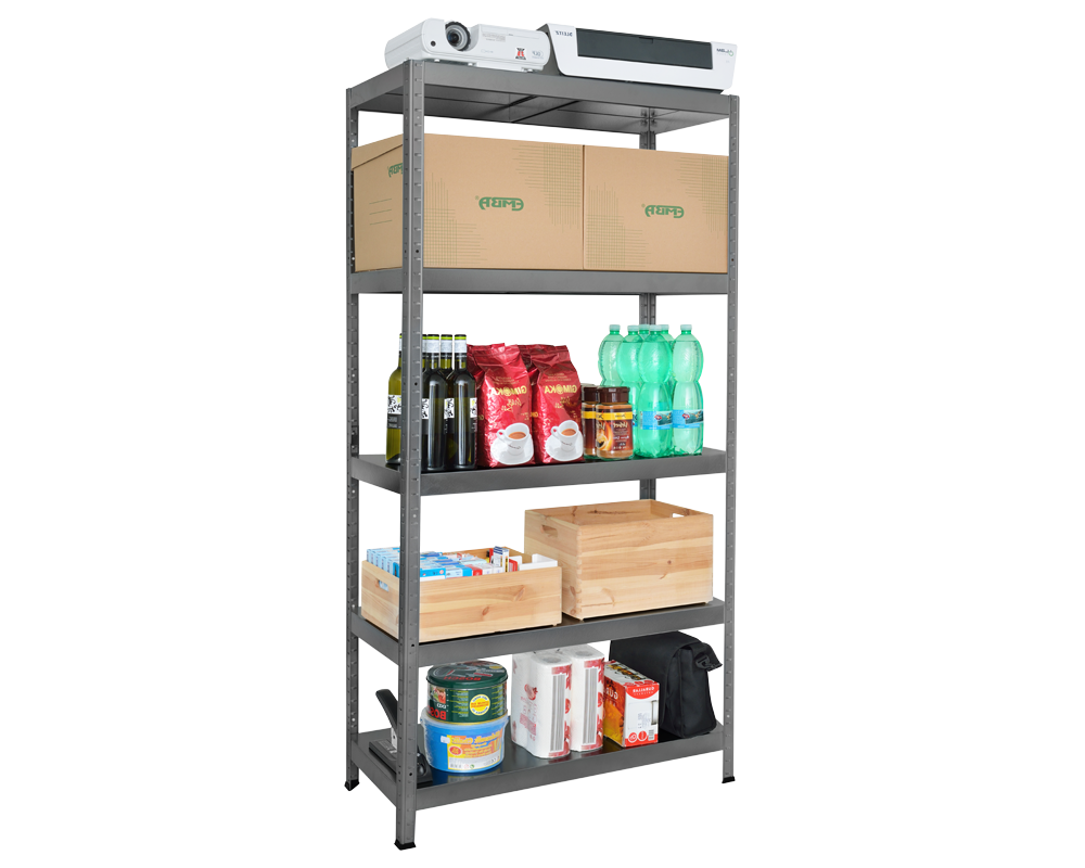 Метален шкаф Метален стелаж HARD 180x90x40 см, до 90 кг на рафт - сив 5