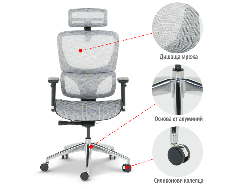 Офис стол Ергономичен стол DELTA - бял 17