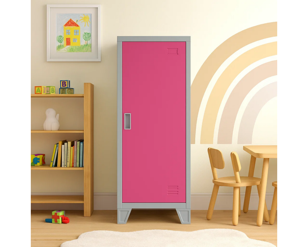 Метален шкаф Метален шкаф Carmen CR-1605-1 JZ - сив / розов 3