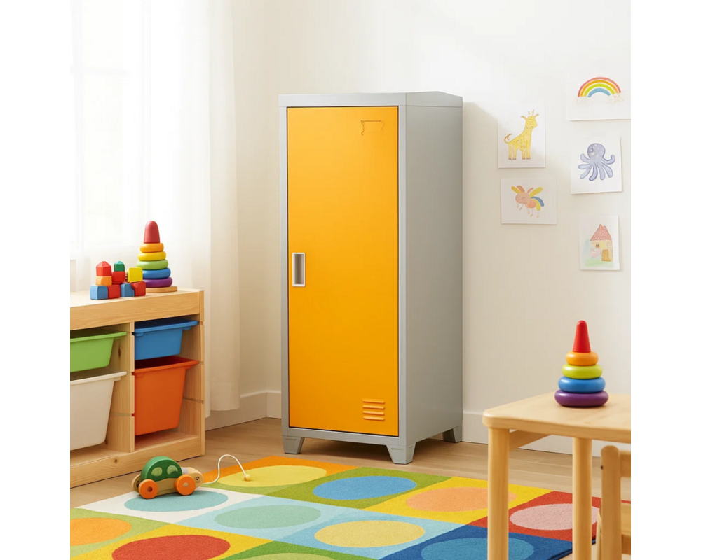 Метален шкаф Метален шкаф Carmen CR-1605-1 JZ - сив / оранжев 3