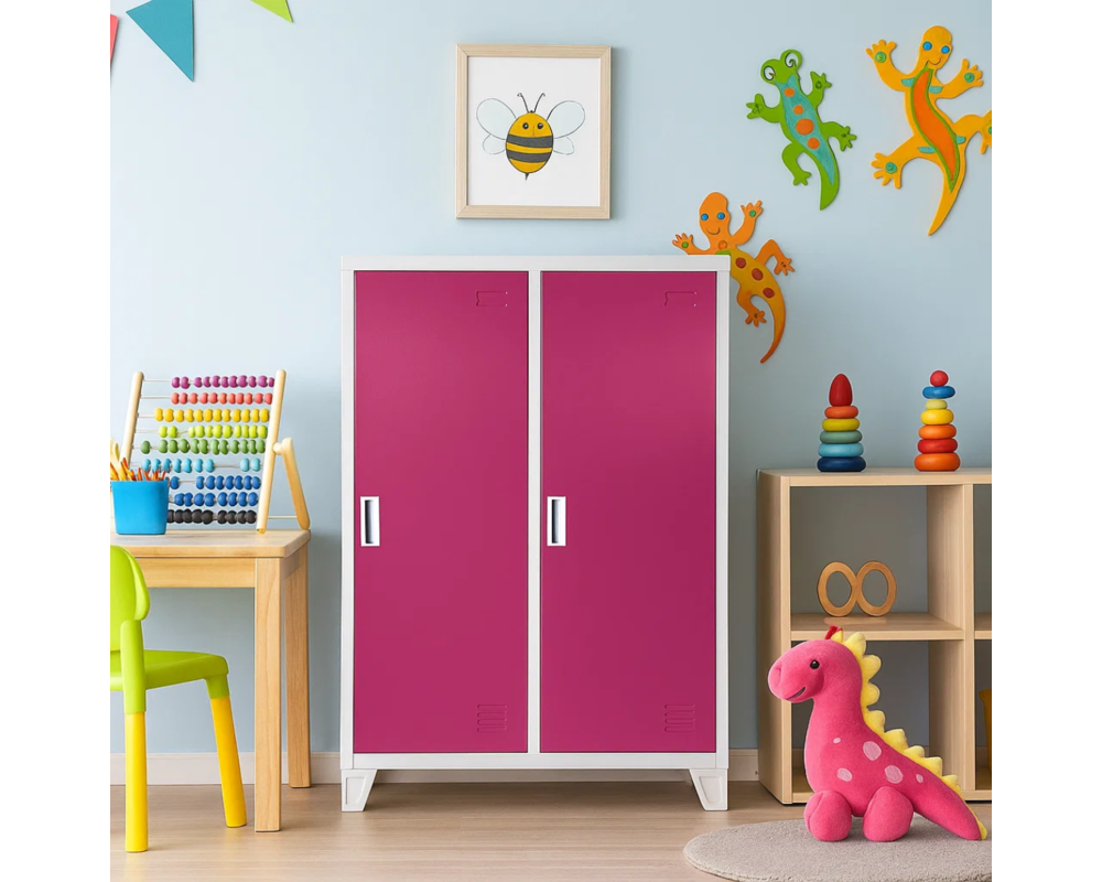 Метален шкаф Метален шкаф Carmen CR-1605-2 JZ - сив / розов 3