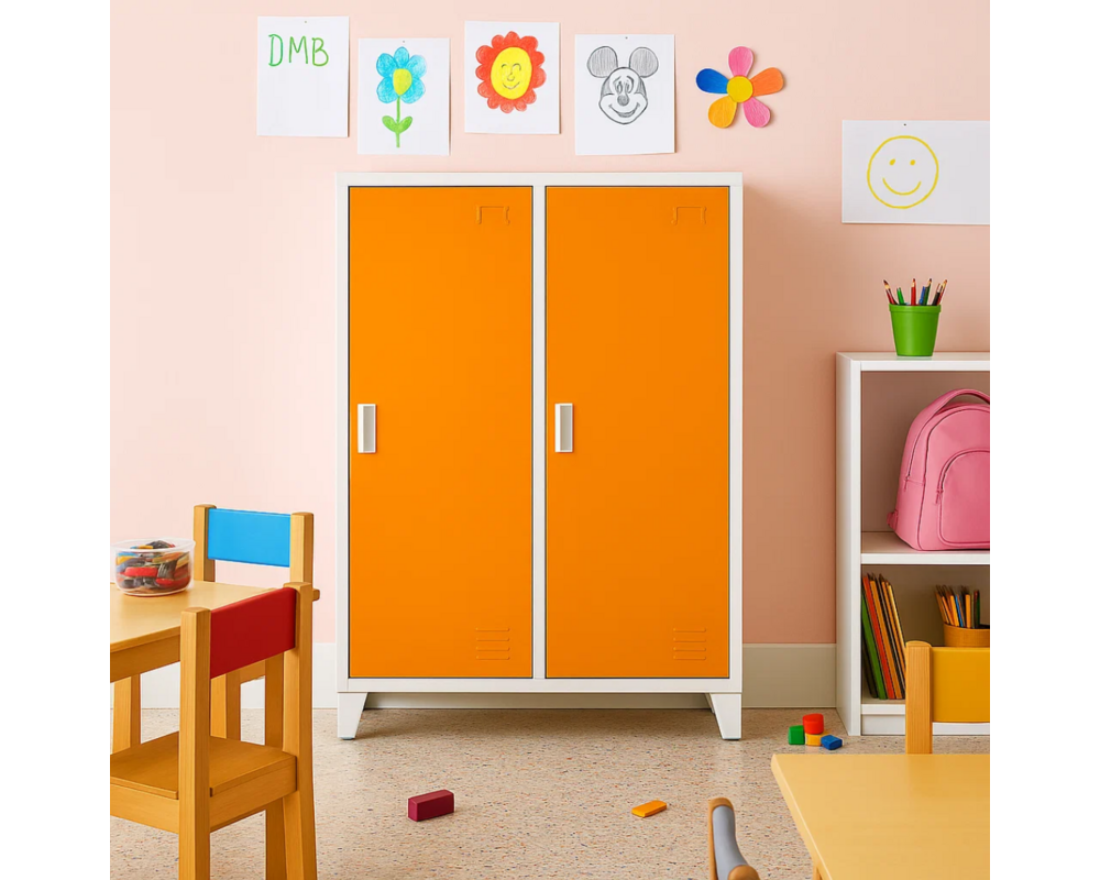 Метален шкаф Метален шкаф Carmen CR-1605-2 JZ - сив / оранжев 3